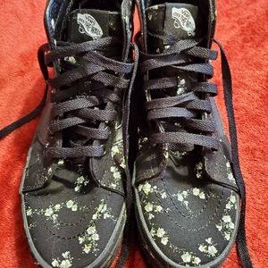 Floral Print High Top Vans-Size 6 (7.5 in women's)- Barely Worn-Limited Edition